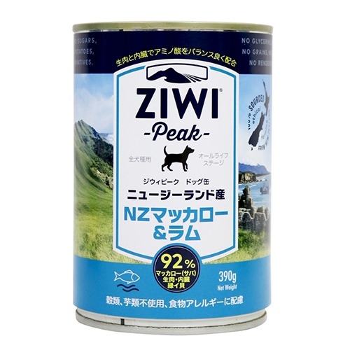 ジウィピークドッグ缶 NZマッカロー&ラム 390g